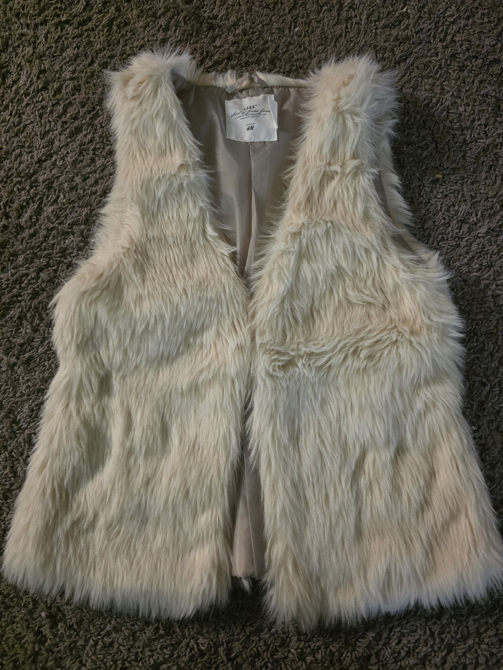H&M Cream Faux Fur Vest